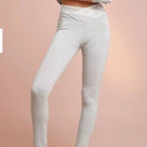 NWT Cosabella Adriana Sleep Leggings Gray with Lace Waistband Size Medium